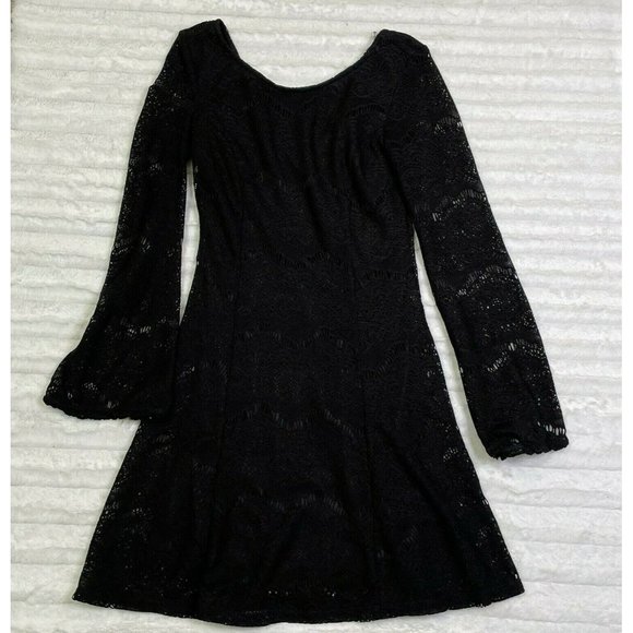 Xhilaration Dresses & Skirts - Xhilaration Black Lace Dress Size‎ Small S Bell Sleeve Scoop Back